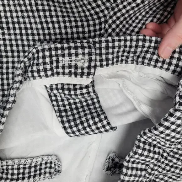 Abercrombie & Fitch gingham tailored linen blend wide leg pants 12 - Picture 5 of 7